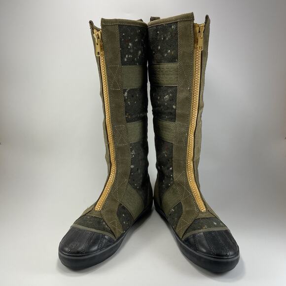 Sorel Sentry Tall Boots Womens Size 8.5 Convertible Green Wool Felt Front Zipper - Picture 10 of 12